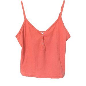 Topshop Ribbed Orange Tank with Silver Buttons Women’s 8